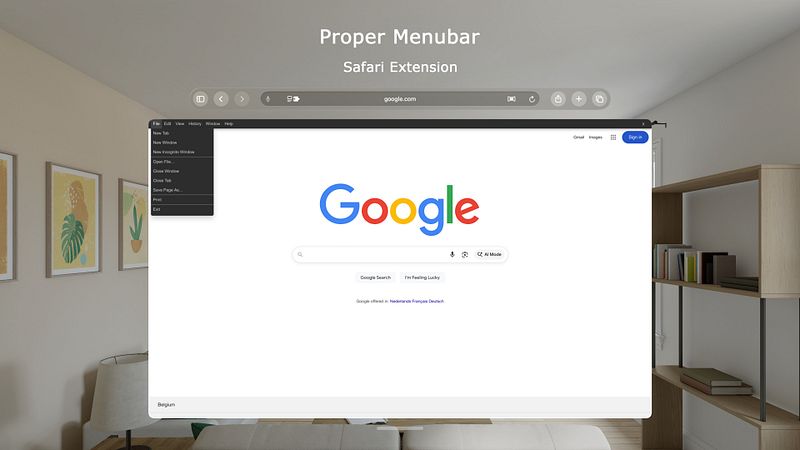Screenshot of Proper Menubar for Safari