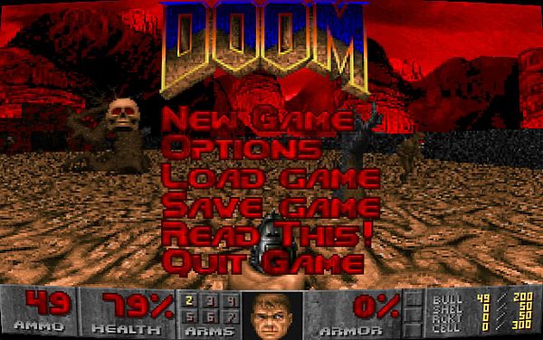 Screenshot of a DOSBox window running the DOOM setup installation process.