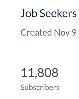 The image displays a subscriber count for a newsletter titled 'Job Seekers'.