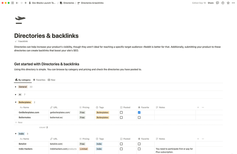 Dev Blocks: Get the perfect product launch plan with Notion | BetaList