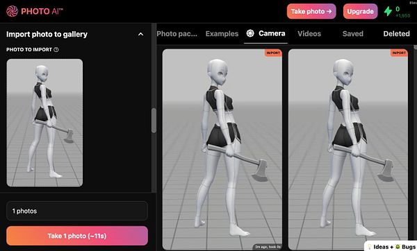 The image displays a user interface for the 'Import Photo to Gallery' feature in a photo editing application.