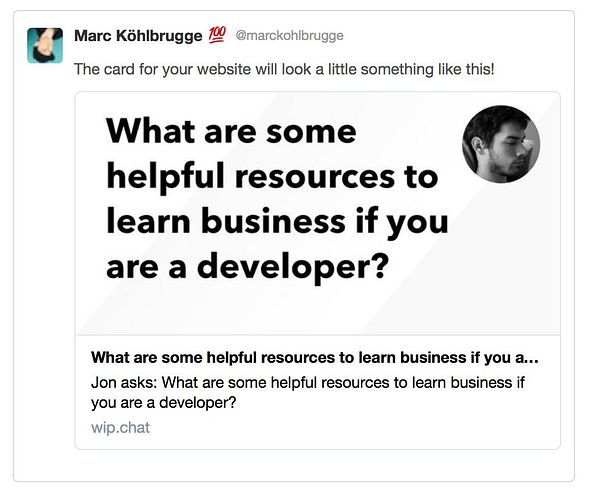 A social media card design featuring a question about business resources for developers.