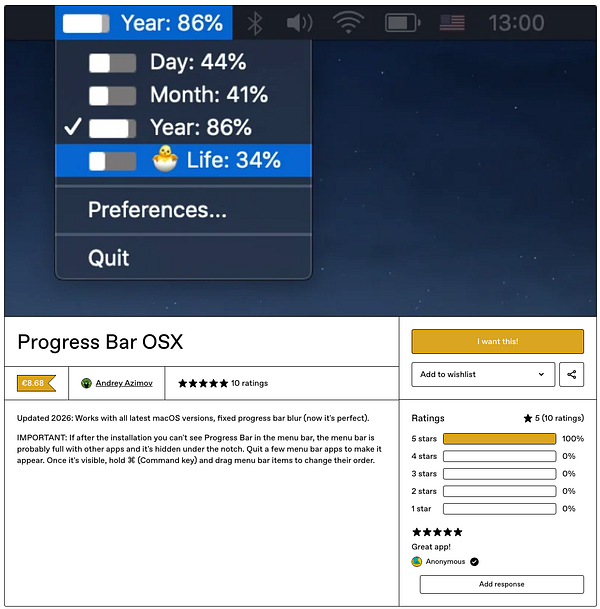 Screenshot of a Mac OS X Finder window showing a mounted DMG volume named 'progressbarosx'.