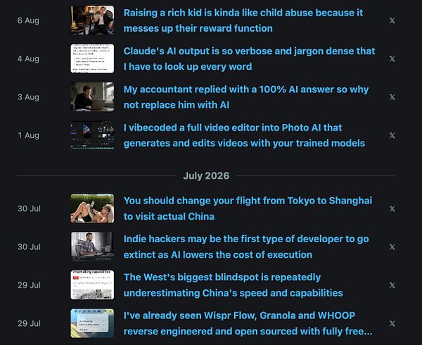 Screenshot of a mobile journaling app displaying a January page with multiple entries and a bottom calendar navigation bar for daily dates.