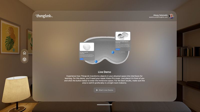 Screenshot of ThingLink for Apple Vision