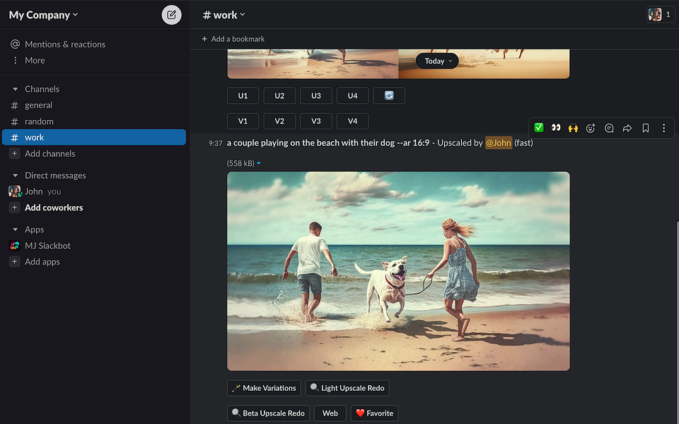 Midjourney for Slack