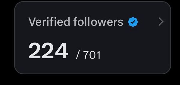 The image displays a Twitter interface showing verified follower statistics.