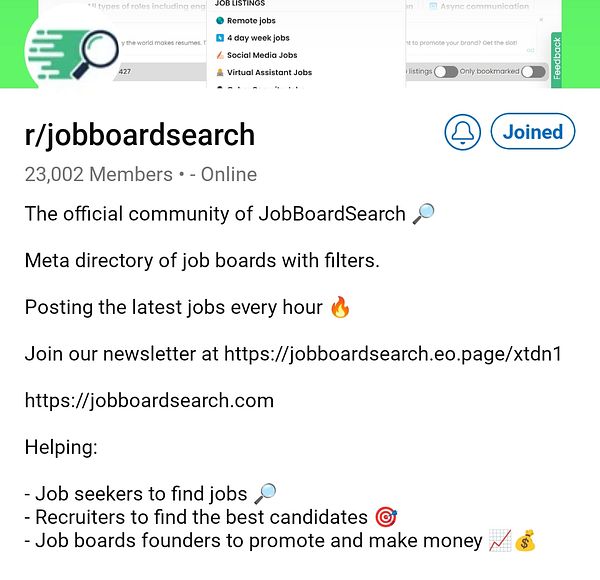 Screenshot of a Reddit post titled '10 Minute Job Search' detailing a strategy to find a new job quickly using Reddit and a job tracker spreadsheet.