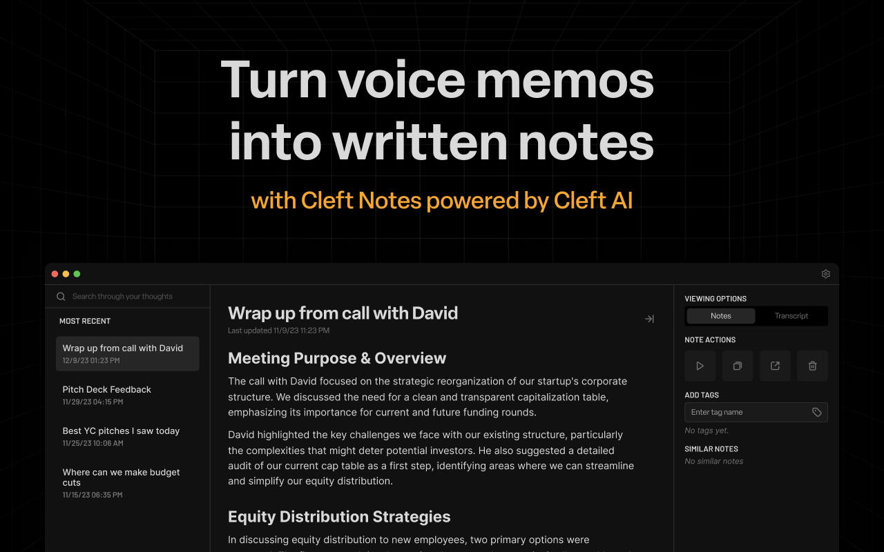 Cleft Notes: Turn voice memos into shareable written notes