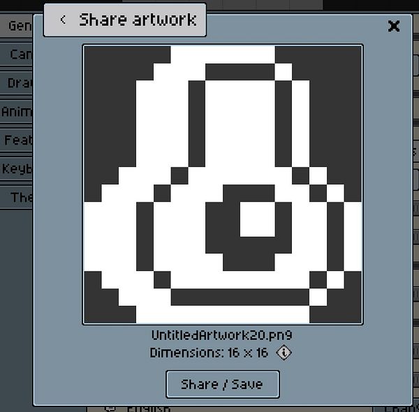 A pixel art representation of an avocado displayed in a sharing interface.
