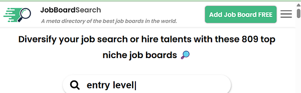 A screenshot of a job board website displaying various job listings and navigation elements.