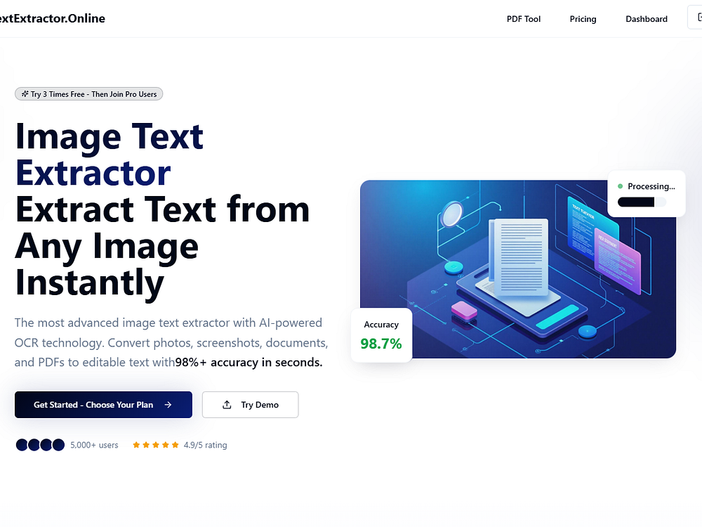 ImageTextExtractor.Online – 업로드된 이미지에서 텍스트를 추출하는 도구입니다.