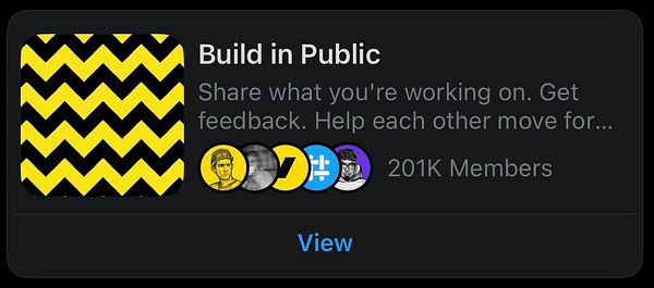 The image features a social media post promoting a community with 201,000 members focused on sharing projects and receiving feedback.