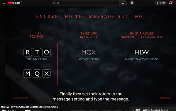 Black-and-white image of an Enigma machine with a person's hands operating it, showcasing the device's keyboard and rotors.