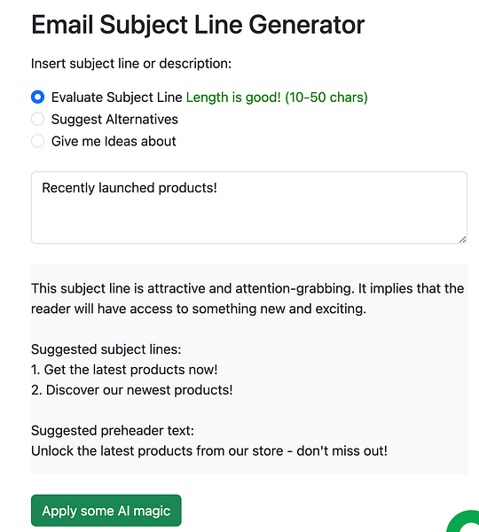 Email Subject Lines Generator