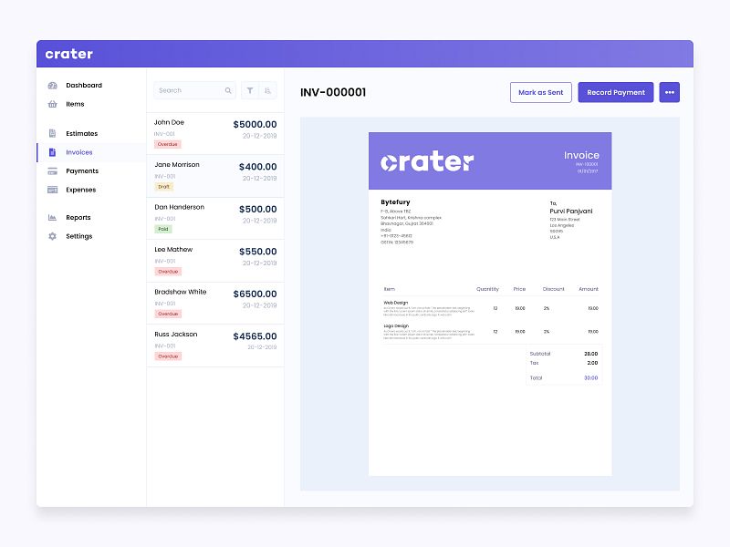Crater Invoice