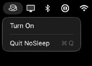 Screenshot of a macOS caffeine menu bar app interface preventing sleep.