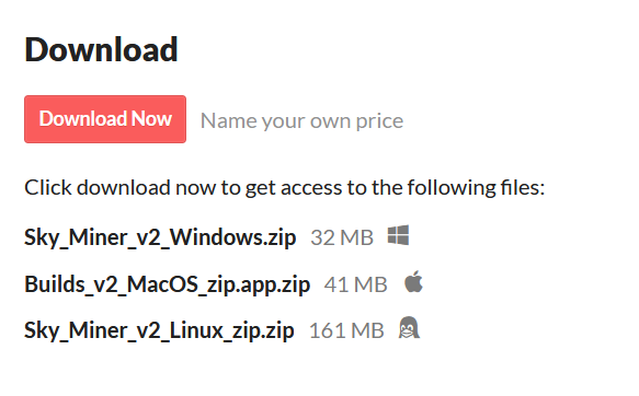 The image displays a download interface for software files with options for different operating systems.