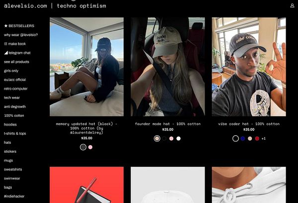 The image displays a selection of hats available for purchase on a merchandise website.