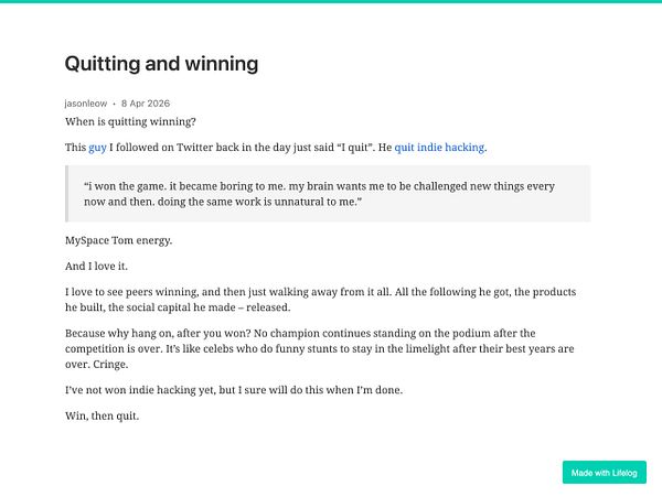 Illustration of a person overlooking a mountainous landscape with a moon, accompanied by an inspirational quote about quitting for a better start.