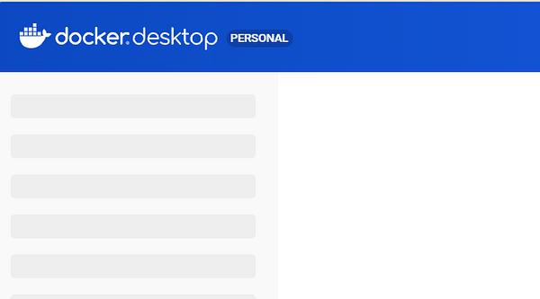 The image displays the interface of Docker Desktop with a focus on the header section.
