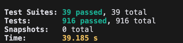The image displays the results of a unit test run, indicating all tests passed successfully.