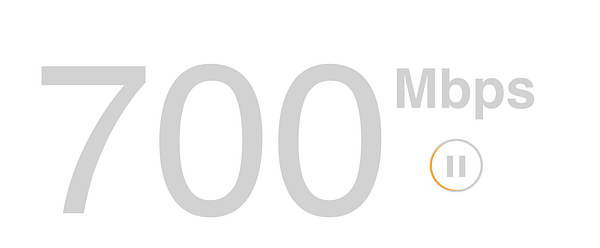 Screenshot of a 5G speed test result on a smartphone with cellular data.