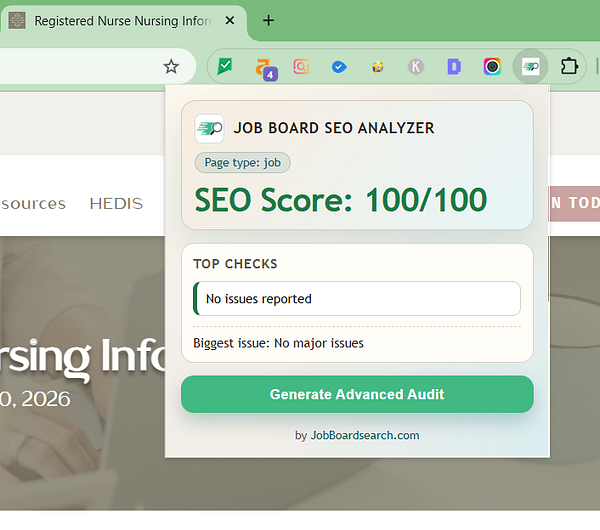 Screenshot of a Google Chrome browser window open to the Airtable job management page for the 'Job Board Search' project.