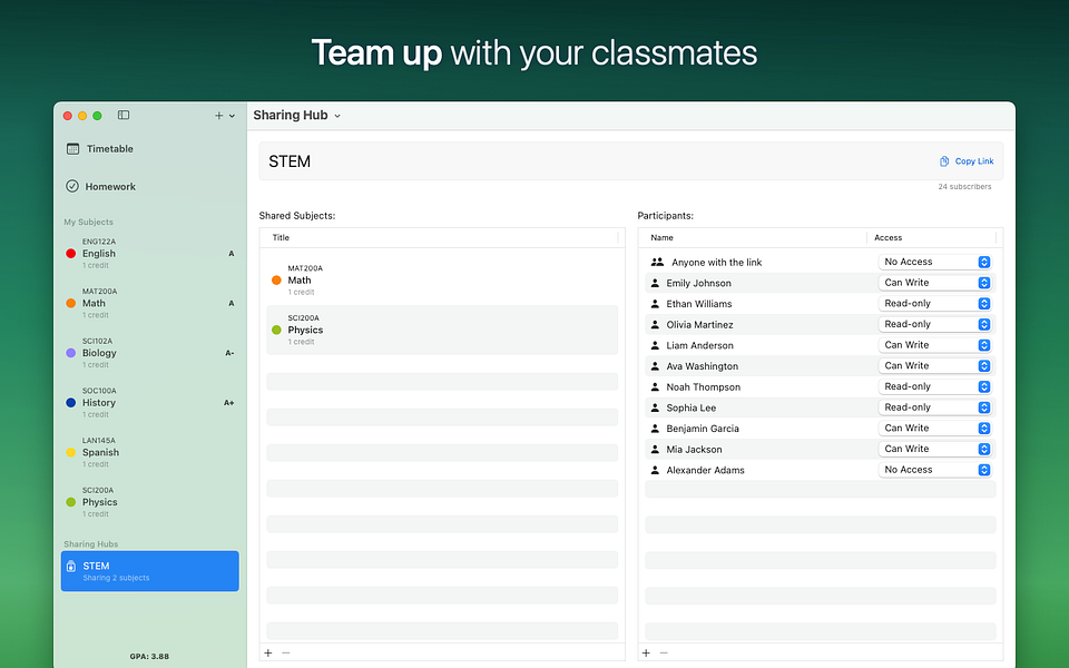 Subjects: Keep track of timetables, homework and grades. | BetaList