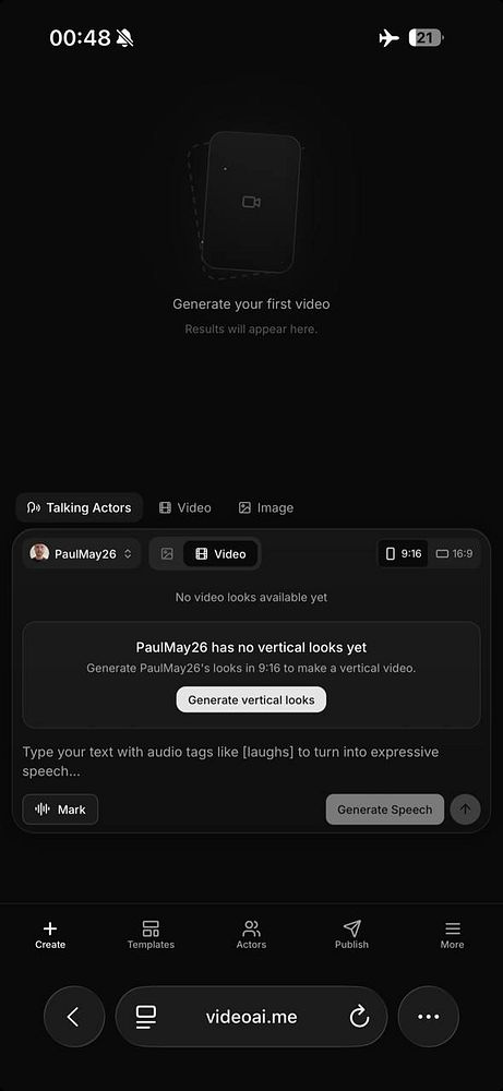 Mobile screen showing a video player interface with playback controls and video preview image.