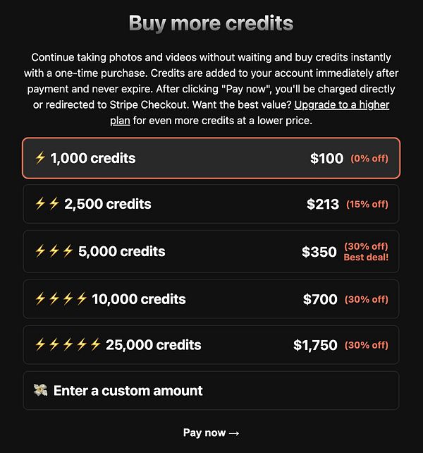 Screenshot of a mobile app's 'Top Up' page showing a disabled black call-to-action button blending into a black background.