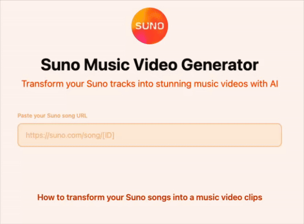 The image displays the interface of the Suno Music Video Generator tool.