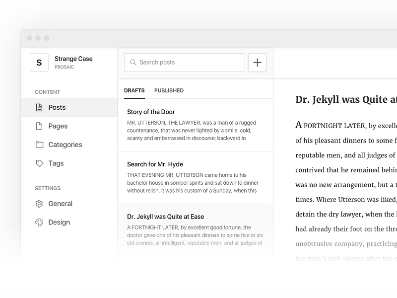 Prosaic: An intentionally simple blogging platform for | BetaList