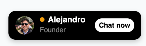 A user interface element featuring a profile card for a person named Alejandro.