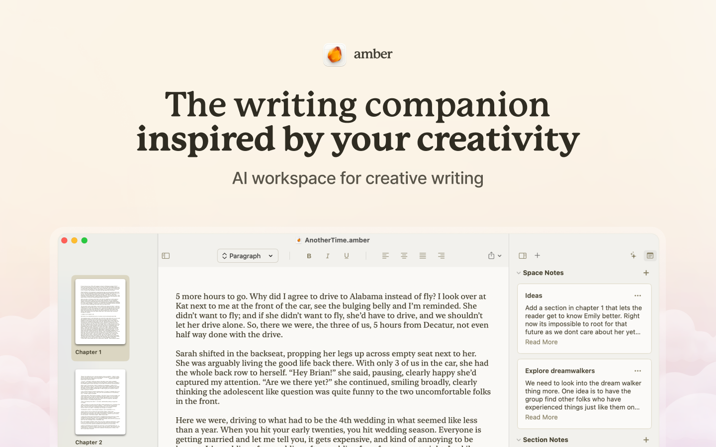 Amber: Cursor for Creative Writing | BetaList