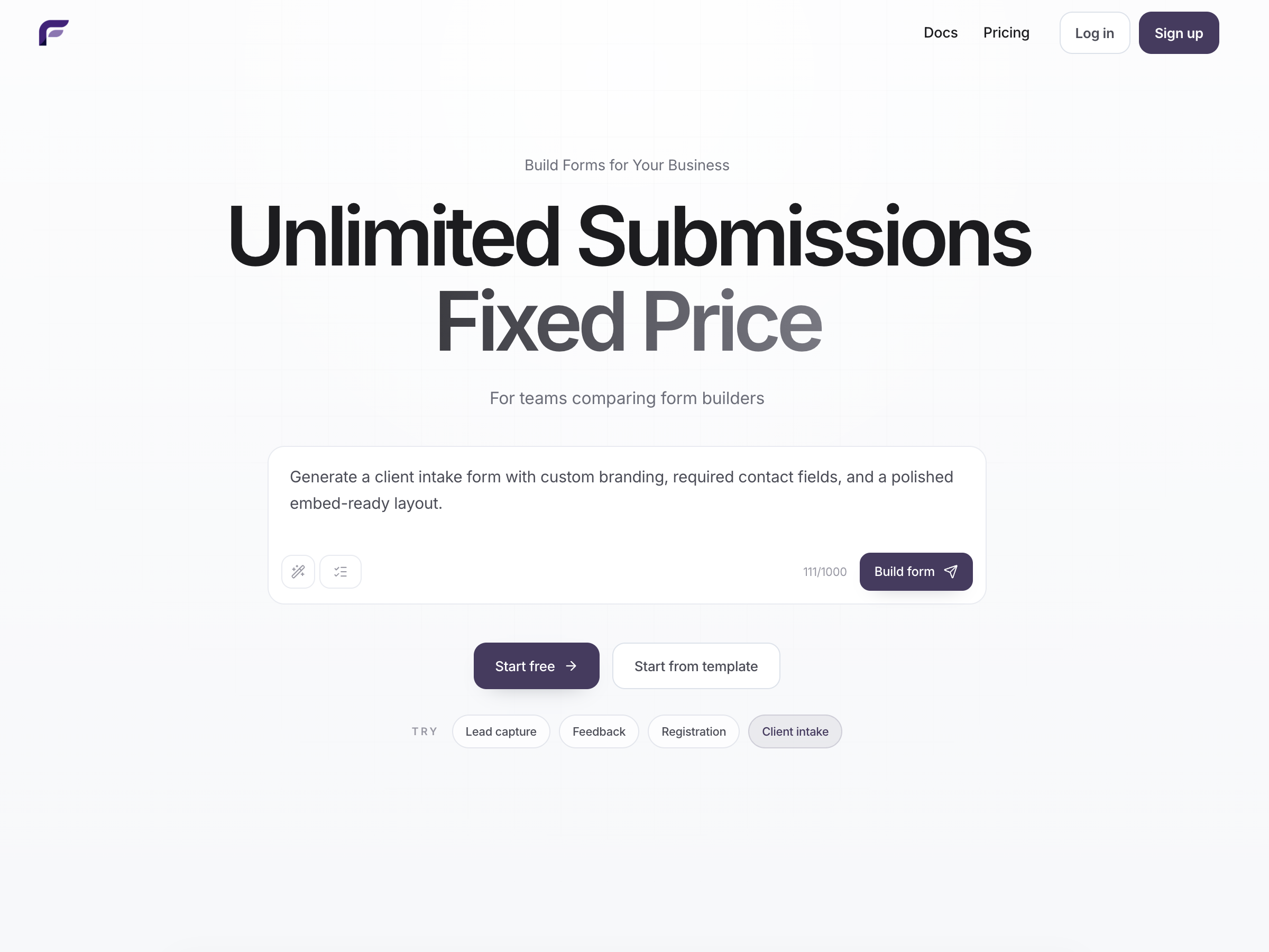 Formasty: Unlimited forms and submissions for a fixed price | BetaList