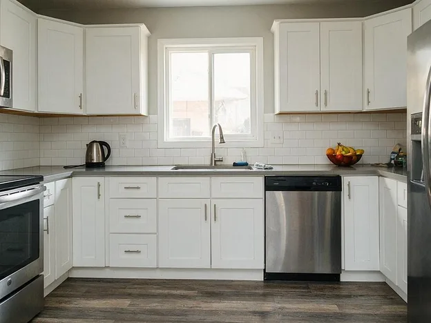 Before: Clear the counters and the top of the fridge.