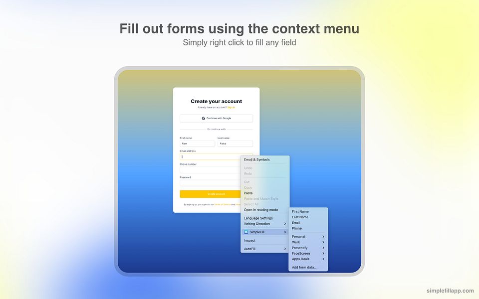 SimpleFill Form Filler