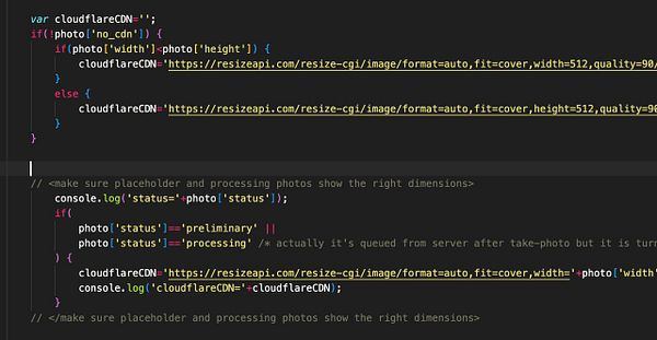 The image displays a code snippet related to image processing and placeholder management.