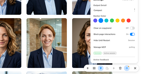 A website header design inspired by agentation.com showing a clean, modern UI with a headline, subheadline, call-to-action buttons, and social proof logos.