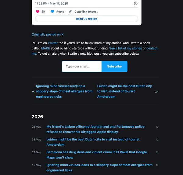 A blog navigation bar with back and next chevron links and categories like Business and Health.