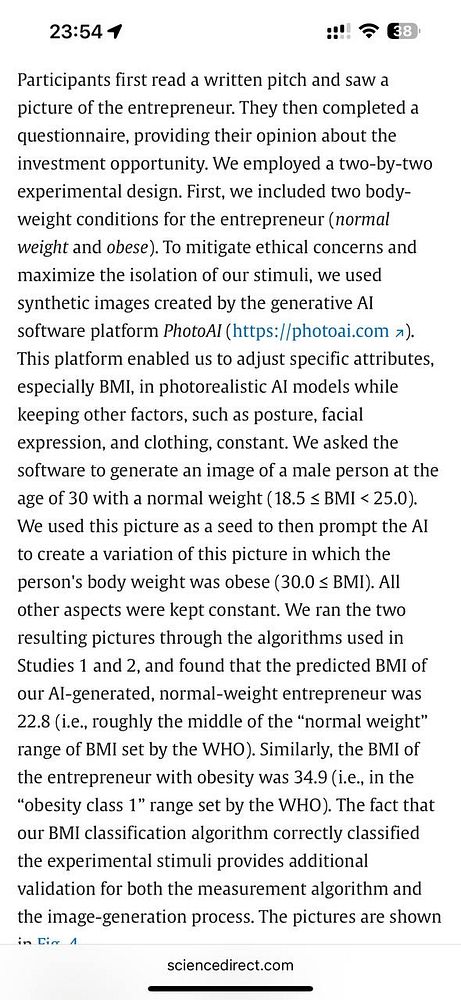 The image displays a section of an academic research paper discussing the use of AI-generated images in a study on obesity.