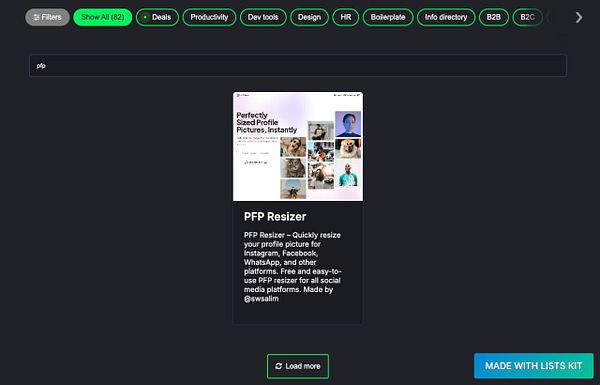 The image displays a user interface for a tool called PFP Resizer, designed for resizing profile pictures.