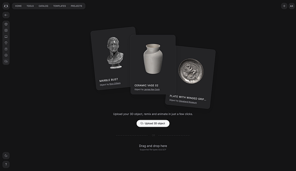 Screenshot of the Object Upload Index page UI with a navigation sidebar, table headers, and file upload area.