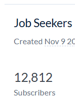 The image displays a subscriber count for a job seekers group.