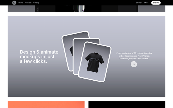 The image features a promotional section for a design tool focused on creating mockups.