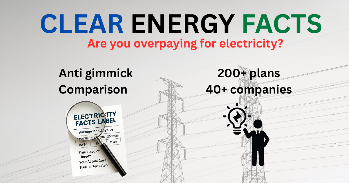 Clear Energy Facts – Compare genuine fixed-rate Texas electricity plans with no gimmicks