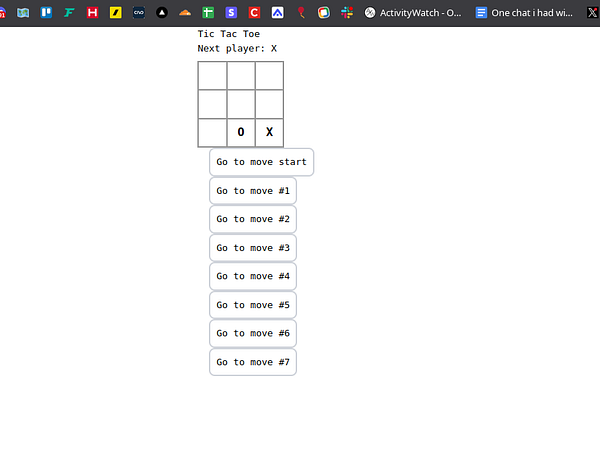 The image displays a Tic Tac Toe game interface with a grid and move buttons.