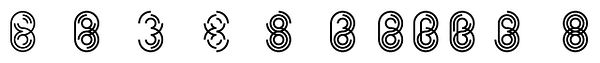 The image displays a sequence of stylized numeric designs resembling the number '8'.
