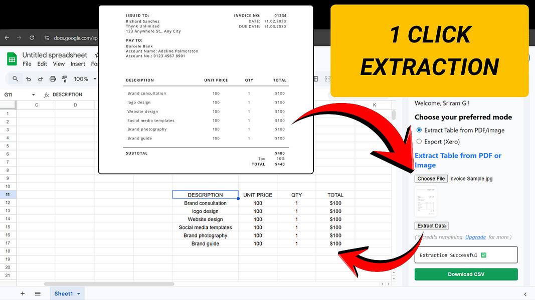 Convert PDF to Google Sheets